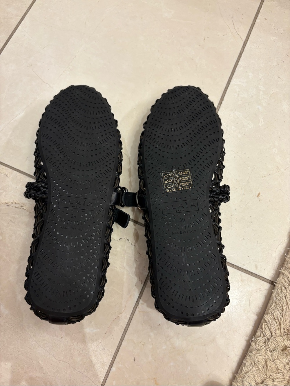 Alaïa Black Woven Leather Mary Jane Flats NIB 39 - Picture 3 of 7
